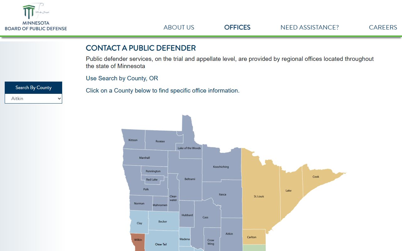 Fillmore County arrest records and court charges public defender offices