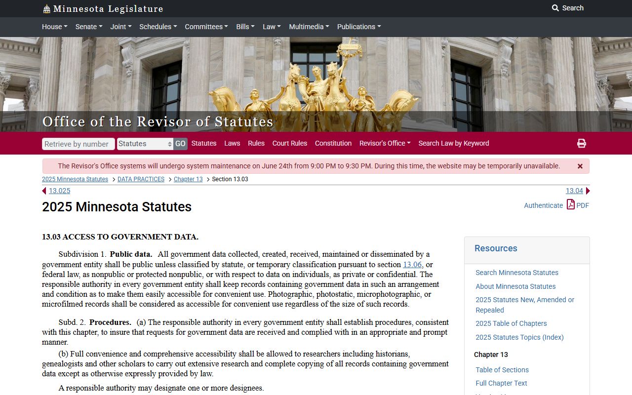 Fillmore County court records Minnesota public data statute