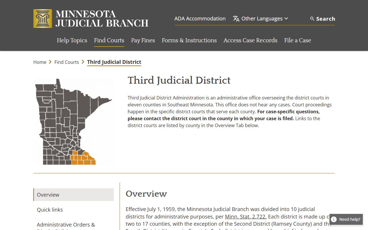 Fillmore County District Court Third Judicial District overview