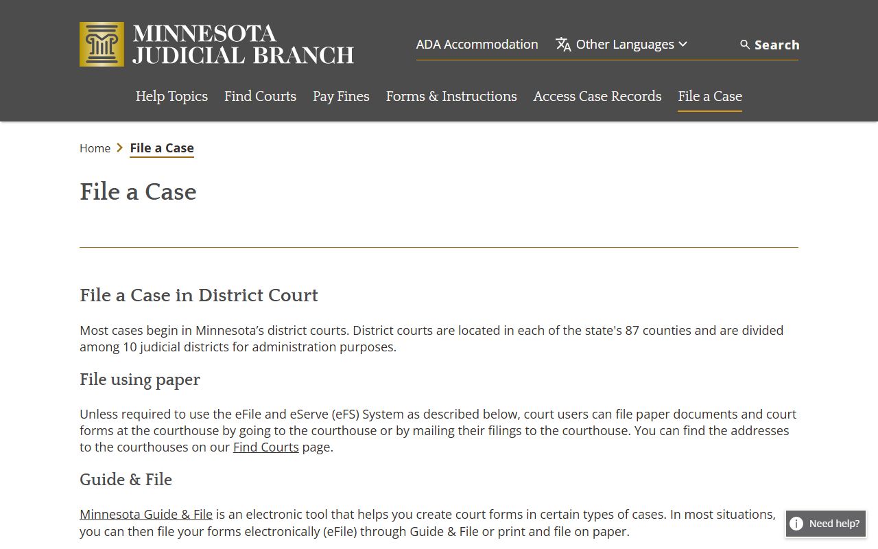 Fillmore County court records filing overview