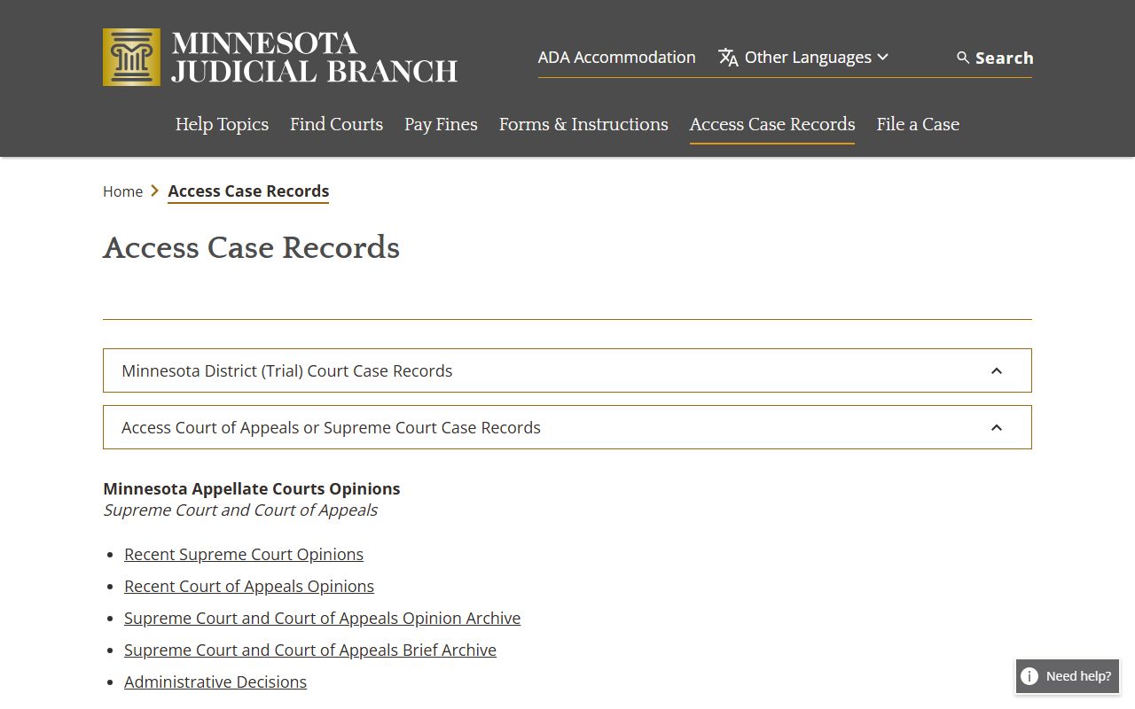 Fillmore County court records online access channels