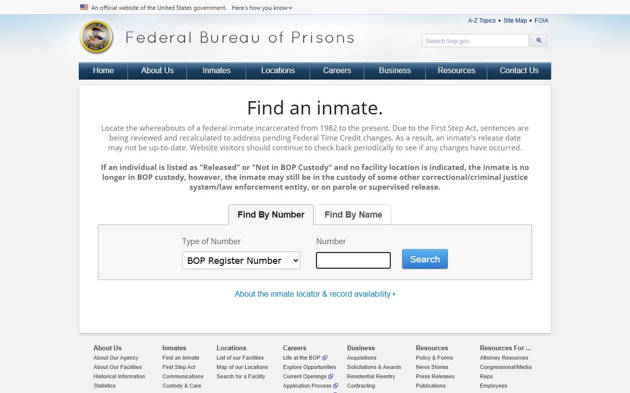 Fillmore County inmate records Federal Bureau of Prisons inmate locator